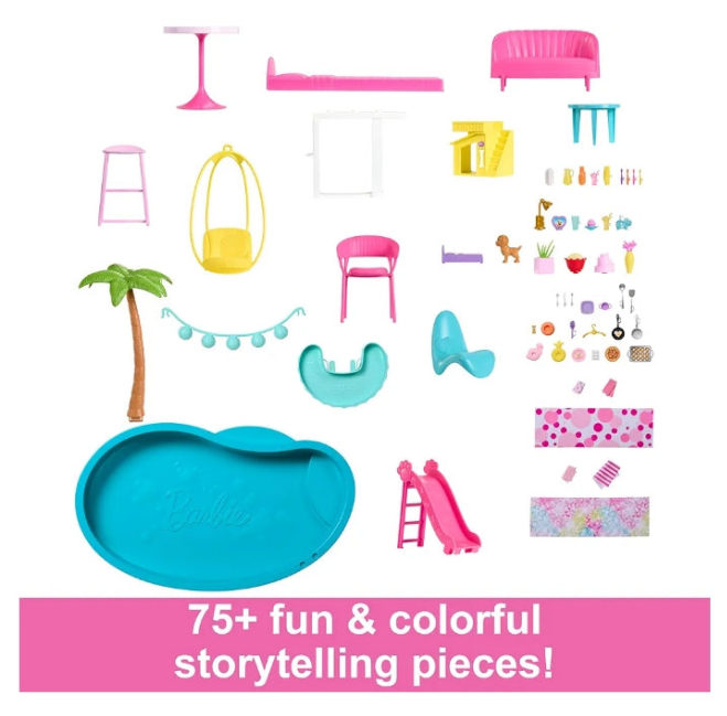 DreamHouse, Doll House Playset with 75+ Pieces Including Toy Furniture & 3-Story Pool Slide, Pet Elevator & Puppy Play Areas