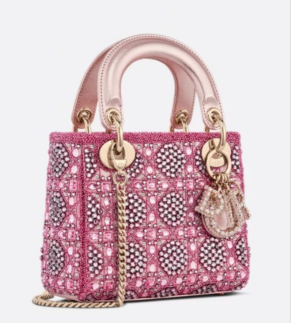 Mini Lady Dior Bag
Metallic Lambskin and Rose des Vents Satin Embroidered with Beads