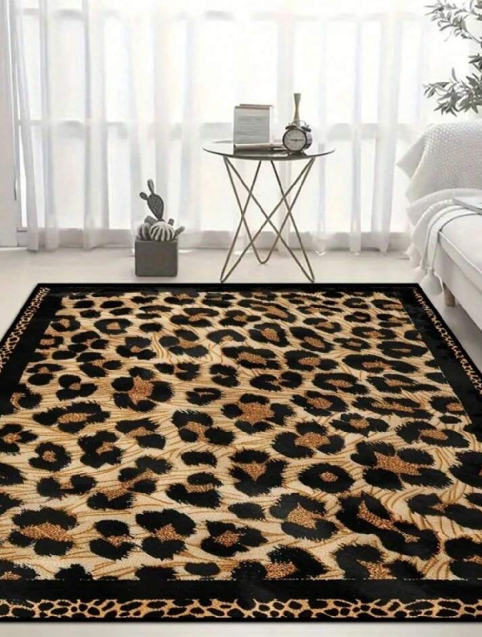 1pc Leopard Print Decorative Carpet, Outdoor Carpet, Bedside Carpet, Bedroom Carpet, Study Carpet, Living Room Carpet, Home Decor Carpet, Printed Carpet, Window Sill Carpet, Suitable For Home Decoration Carpet. Living Room Carpet, Carpet, Living Room Area