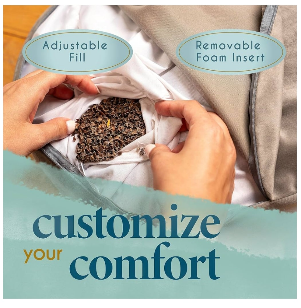 Meditation Cushion - Comfortable Floor Pillow - Traditional Tibetan Meditation Pillow with Beautiful Velvet Cover - Large Floor Cushion Seating for Adults - Premium Yoga Buckwheat Bolster
