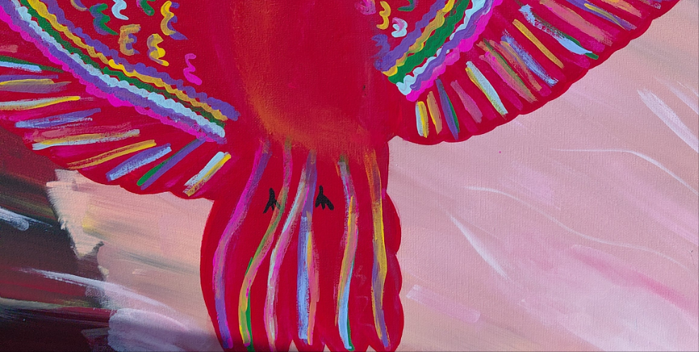 COCOMONEY ART Red Bird 1 OF 1 CUSTOM PIECE BY COCOMONEY painting on canvas