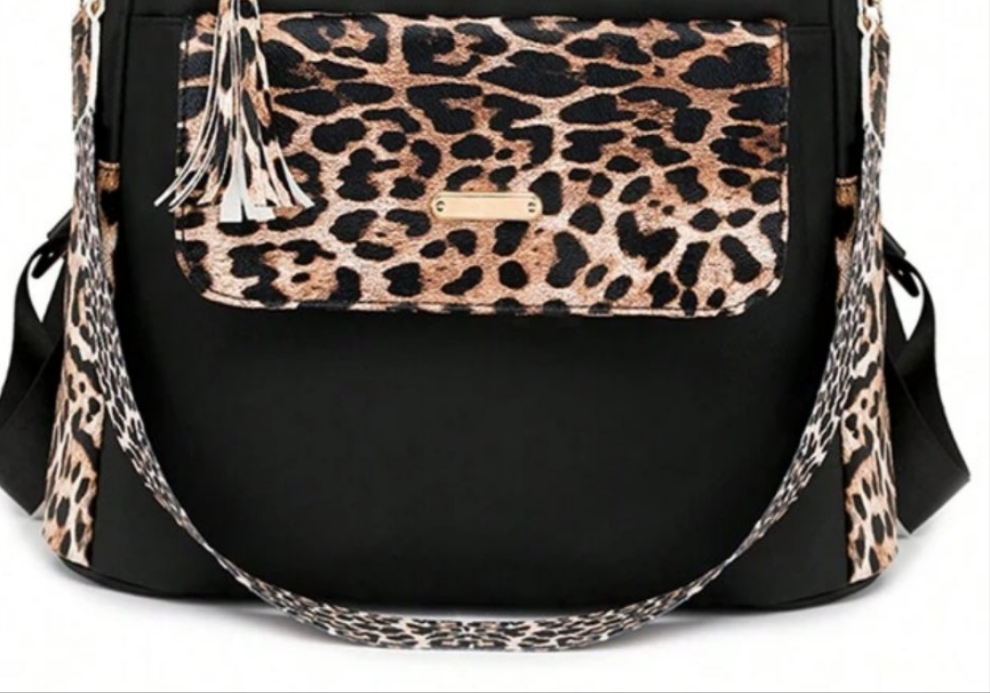 COCOMONEY Book Bag Leopard girl
