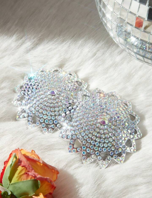 Rhinestone Decorative Nipple Pasties, Silicone Self-Adhesive Reusable Nipple Cover Stickers