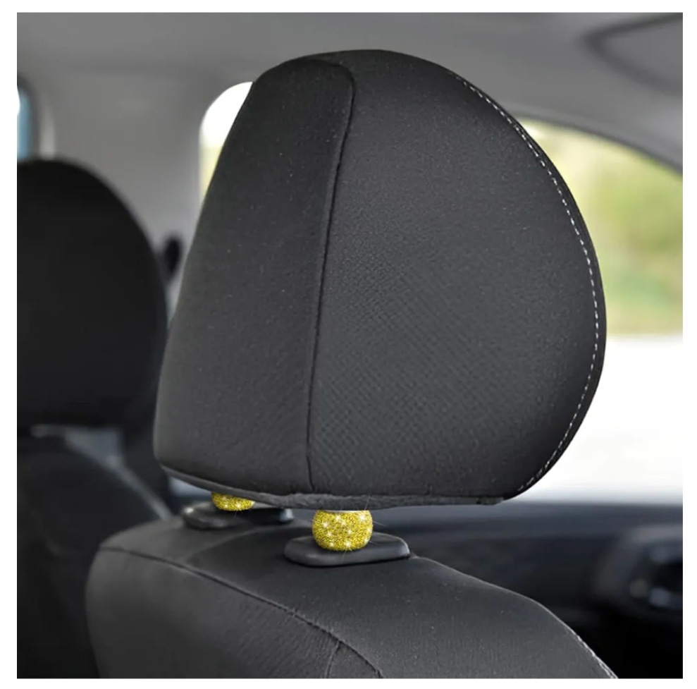 4 Pack Car Headrest Collars, Bling Car Head Rest Collars Rings Decor, Rhinestone Car Head Rest Collars, Diamond Interior Car Seat Accessory