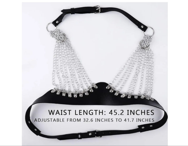 Leather Chain Tassel Body Chain Bikini Harness Chain Stylish Waist Chain Body Jewelry(Q)