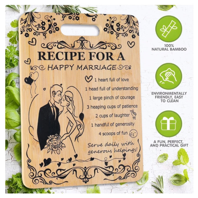 Wedding Gifts for Newlyweds Mr and Mrs Gifts Ideas Personalized Cutting Board wedding Gift Aprons, Heart Pendant Decoration, Christmas - Wedding Gifts, Couple Gifts, Anniversary (8 pcs)