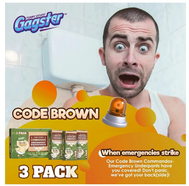 Gagster Emergency Underpants in A Can - 3 Pairs Instant Disposable Travel Funny Underwear in Compact Container, White Elephant Adult Joke Gag Gift, Exchange Gift, Secret Santa, Birthday Gifts for Men