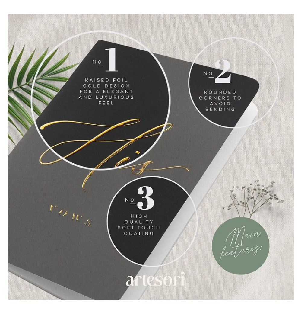 Wedding Vow Book for Her & Him, Soft Touch, Gold Foil Engraving, 28 Lined Pages, Wedding Vow Books His and Hers, Wedding Essentials, Wedding Registry Ideas, His and Hers Gifts