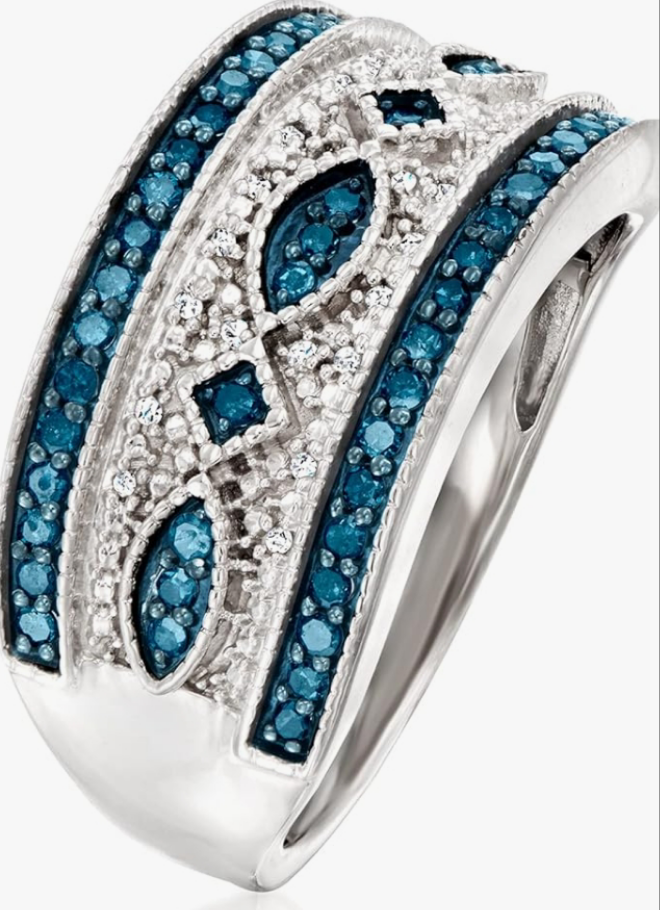 0.50 ct. t.w. Blue and White Diamond Ring in Sterling Silver