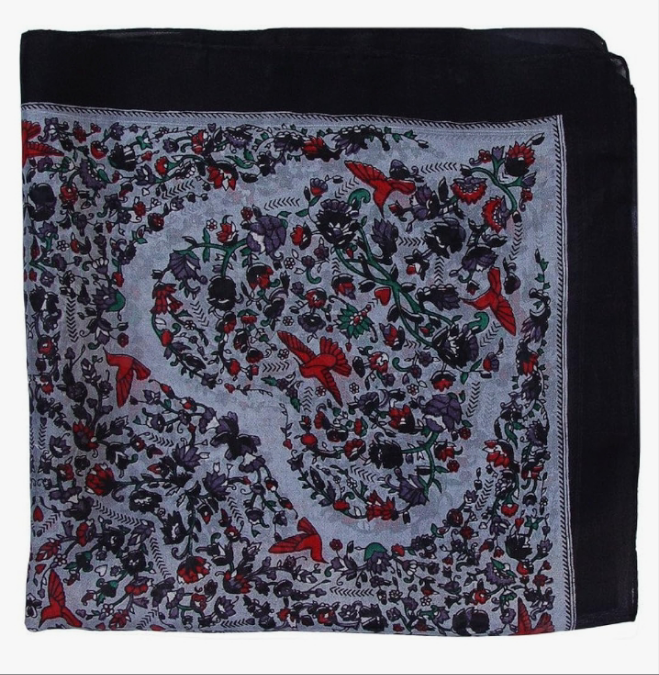 Paisley Silk Square Scarf, Bandana, Neckerchief 20in X 20 in