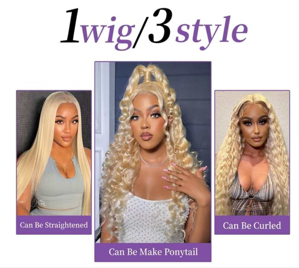 13x6 Lace Front Wig Human Hair 26 Inch Blonde Wig Human Hair 200% Density Body Wave Lace Front Wigs Pre Plucked 613 Lace Front Wig Blonde HD Lace Frontal Wig