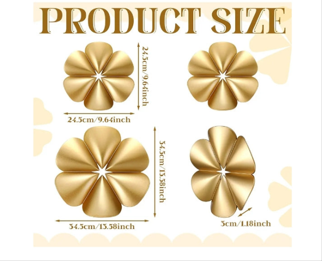 Rustic Gold Flower Wall Decor Boho Modern Accent Decorative Hanging Wall Art for Living Room Bedroom Entryway Bathroom