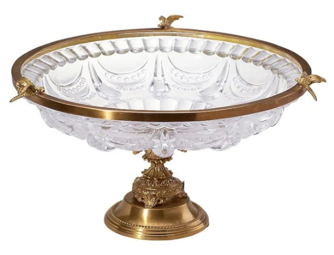 High-end Glass Fruit Bowl, Luxury Dried Fruit Plate with High Pedestal, Snacks Nuts Tray