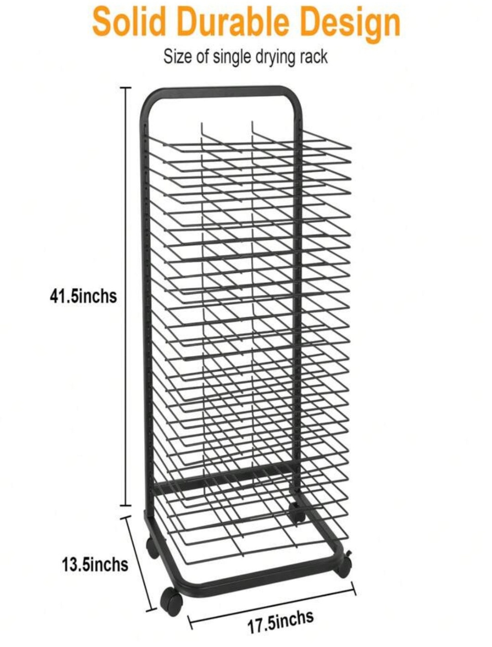 Art Drying Rack With 4 Lockable Wheels - Metal Art Storage Rack With 16 Removable Shelves, Art Organizer For Art Studio, Artwork, Craft Room And Desktop,