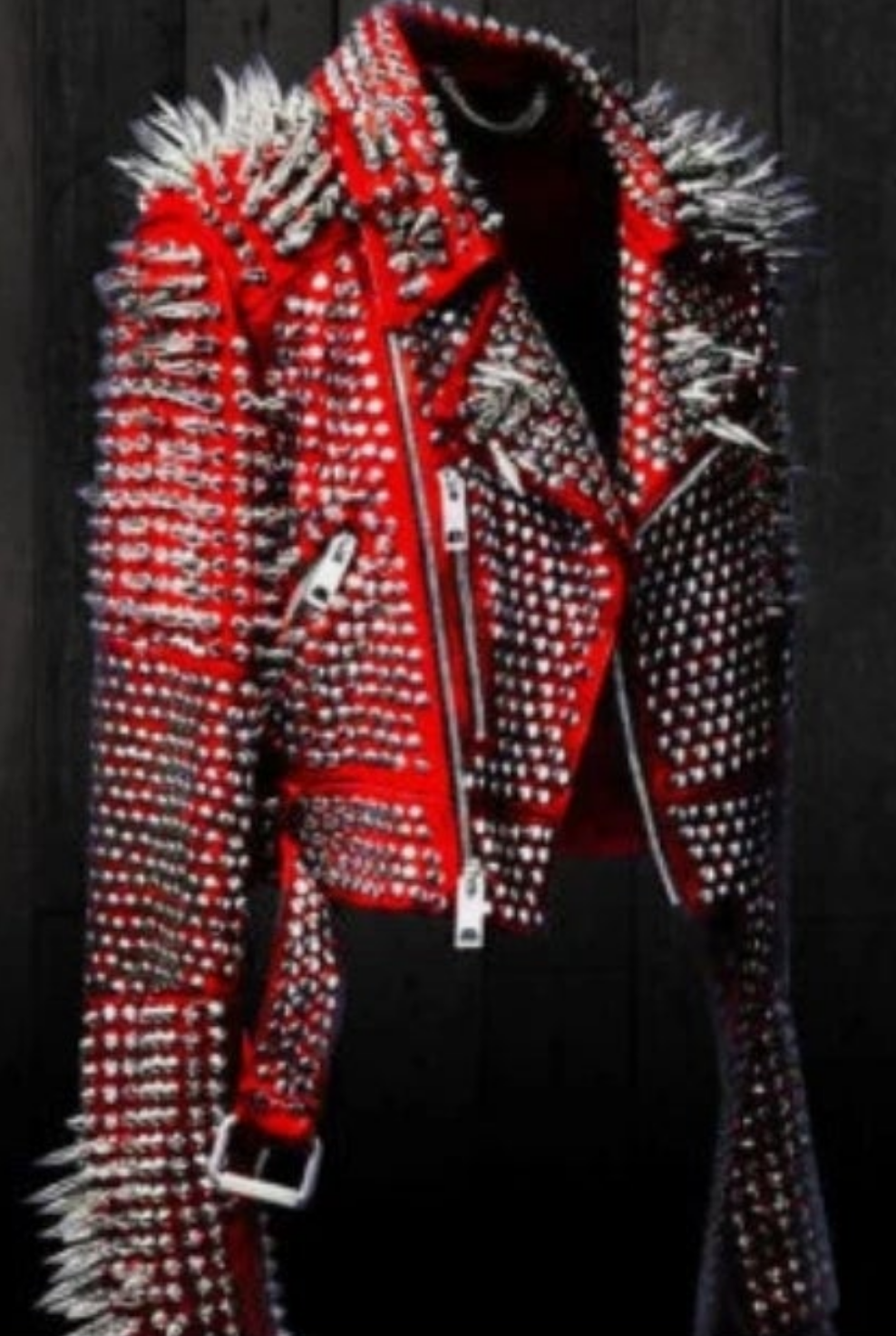 COCOMONEY Unisex Punk Rock jacket Spiked Studded Motorcycle Leather Jacket