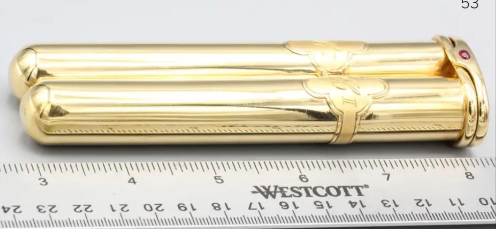 18k Gold Sonia A. Ruby and 18 Karat Yellow Gold Cigar Case Box. cabochon ruby.