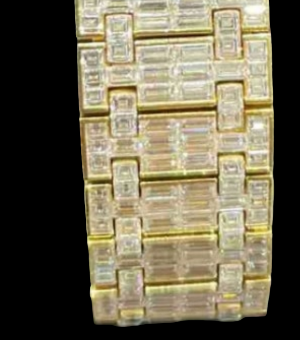 CHANDELIER ICED OUT "AP" 18K SOLID GOLD WATCH | VVS1 80 CTS T.W.
