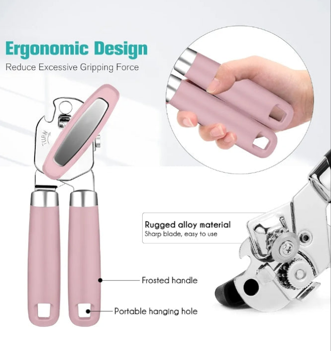 Can Opener,Professional 3-In-1 Multifunctional Manual Can Openers Bottle Opener,Kitchen Durable Stainless Steel Heavy Duty Can Opener Smooth Edge for Kitchen