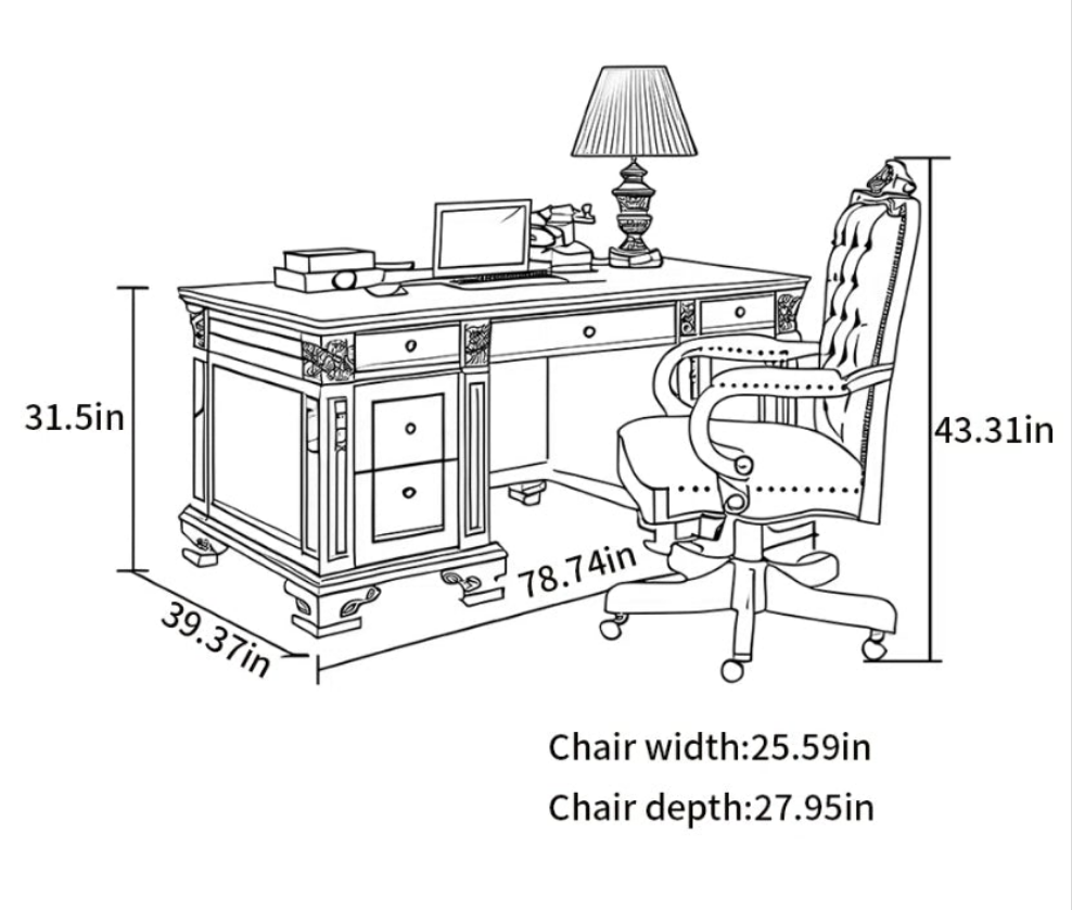 Elegant Pink Office Chair and Desk Set 2 Pieces