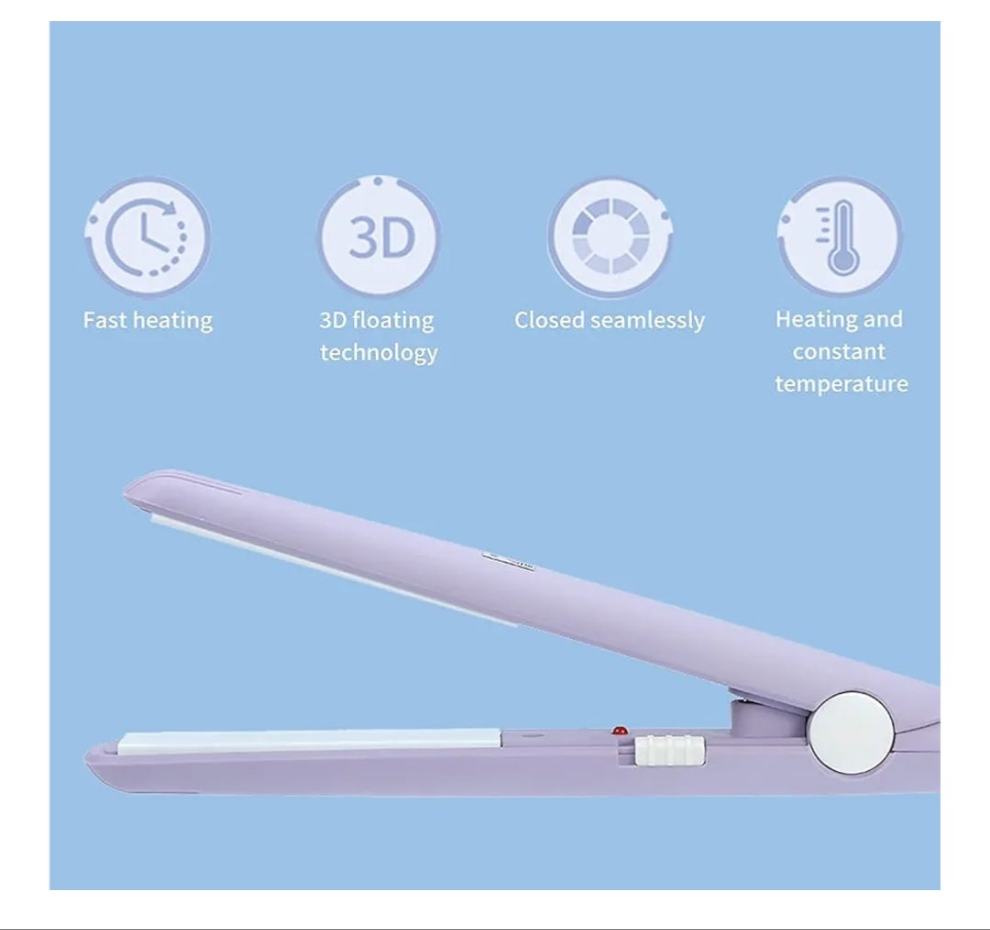 Hair straightener purple hot iron mini