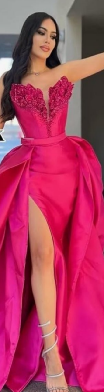 Satin Wedding Dresses for Women Beaded Strapless Mermaid Formal Gowns and Evening Dresses