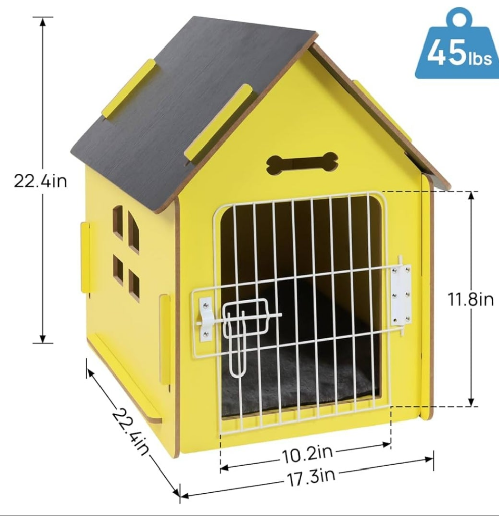 Dog House Indoor for Small Dogs or Cats, Cozy Wooden Design, Small Indoor Bed House, with Air Vents and Elevated Floor Warm Dog Cave