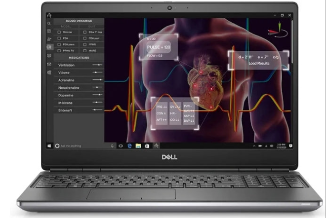 Dell Precision 7550 Workstation Laptop | 15.6" 1920x1080 FHD | Core i9-10885H - 1TB SSD + 1TB SSD Hard Drive - 64GB RAM - Nvidia Quadro T2000 | 8 cores @ 5.3 GHz - 4GB GDDR6 Win 10 Pro Silver