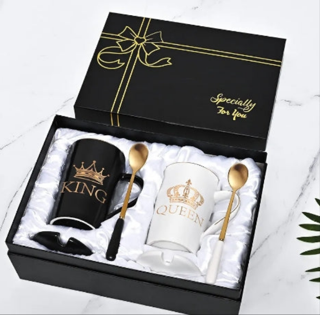 King and Queen Coffee Mugs, His and Hers Coffee Mugs Set, King and Queen Mugs for Couples, Engagement Wedding Newlywed His and Hers Gifts for Couples, Husband and Wife Cups, 14Oz