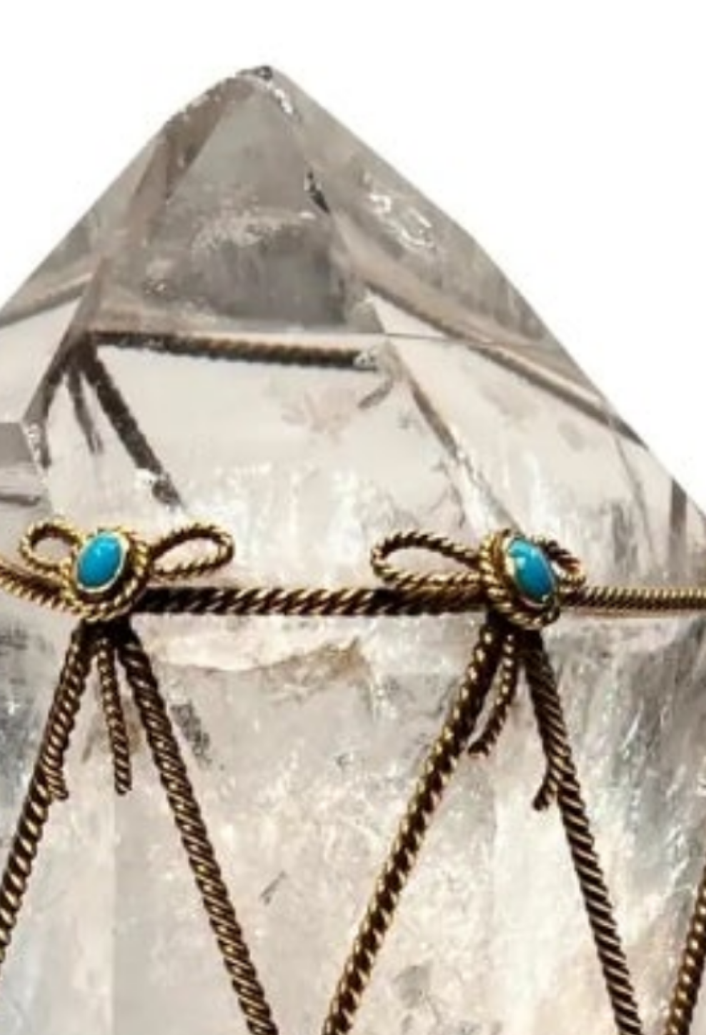 David Webb Rock Crystal and Turquoise Desk Object