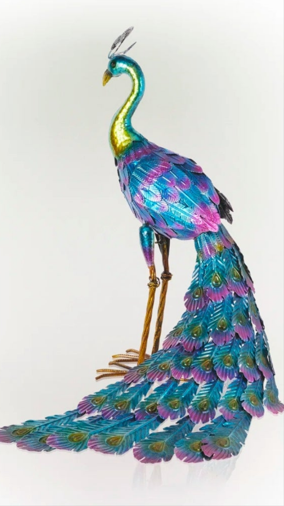 Peacock Statue Colorful Outdoor Weatherproof