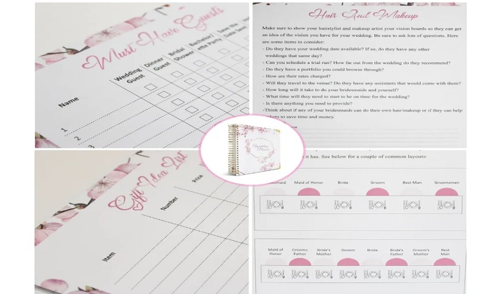 Wedding Planner Book and Organizer for The Bride, Wedding Notebook with a Set of 3 Diamond Pens