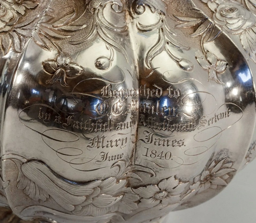 An exquisite piece 925 Sterling Silver William IV English sterling teapot on stand 1837 - 16" high x 9" wide x 12" deep
