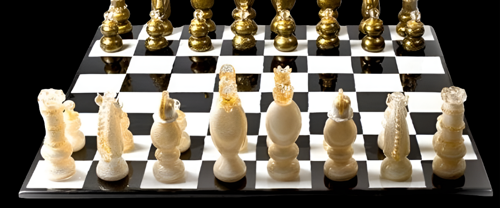 Luxurious Glass Chess Board With Gold Leaf