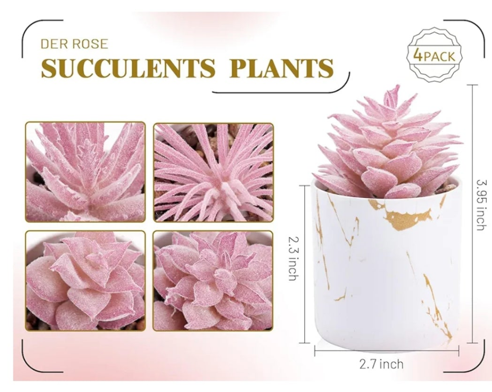 4 Pack Fake Plants Artificial Plants Indoor for Home Office Desk Accessories