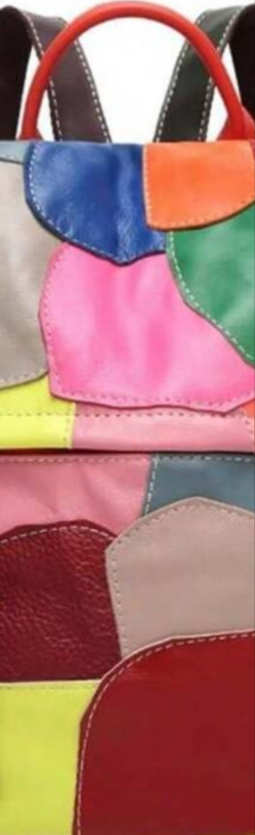 COCOMONEY Leather Patches Bookbag Multicolor