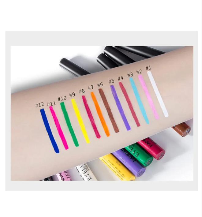 12 Colors Matte Liquid Eyeliner Set Rainbow Colorful Neon Eyeliner Pencil Pigmented Waterproof Smudgeproof Long Lasting Gel Eye Liner Christmas Makeup Gift Kit for Women