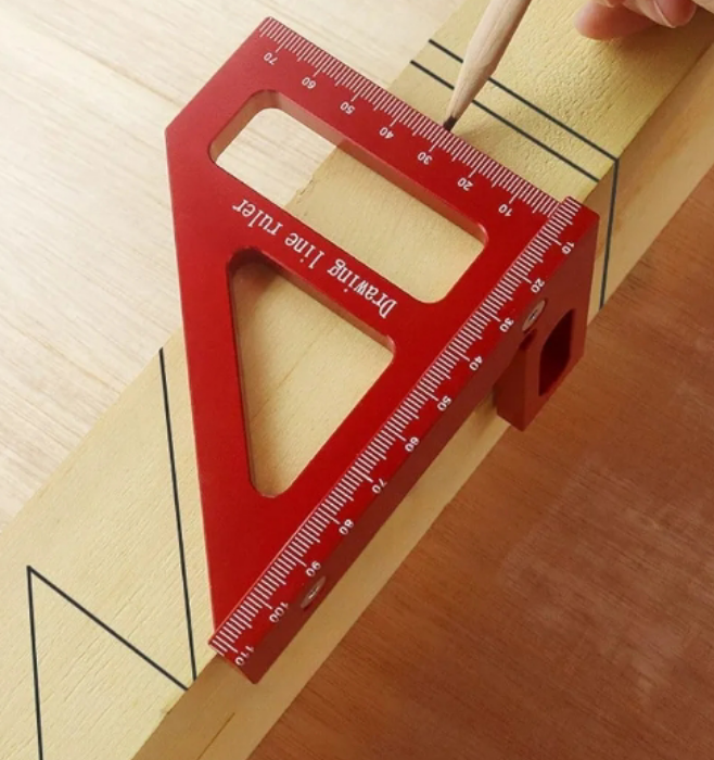 3D Multi-Angle Measuring Ruler,45/90 Degree Aluminum Alloy Woodworking Square Protractor,Drawing Line Ruler, Miter Triangle Ruler High Precision Layout Measuring Tool for Engineer Carpenter,R
