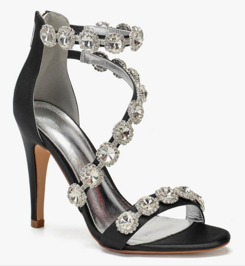 Ankle Strap High Heel Pumps Crystal Formal Evening Prom Party Dress Shoes stunning
