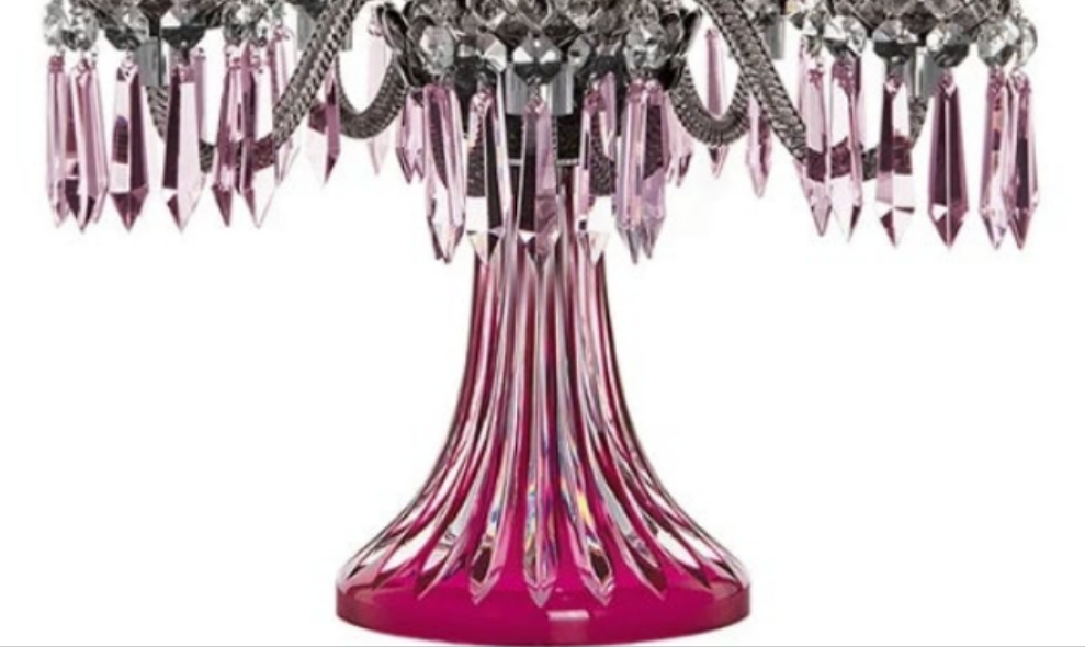 ARLEQUIN AMETHYST CRYSTAL CANDELABRA Saint-Louis Crystal Arlequin Three-Light Electric Candelabra or Five-Light