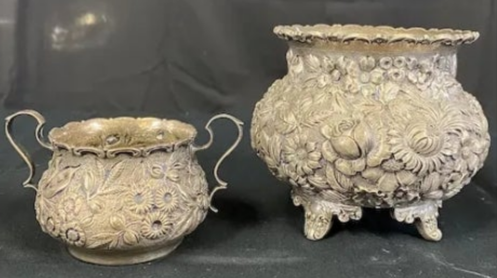 Sterling Silver Repousse Tea Service 7 Piece Set w/Tray A.G. Schultz