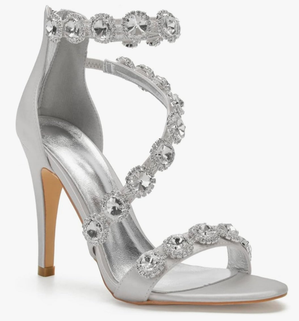 Ankle Strap High Heel Pumps Crystal Formal Evening Prom Party Dress Shoes stunning