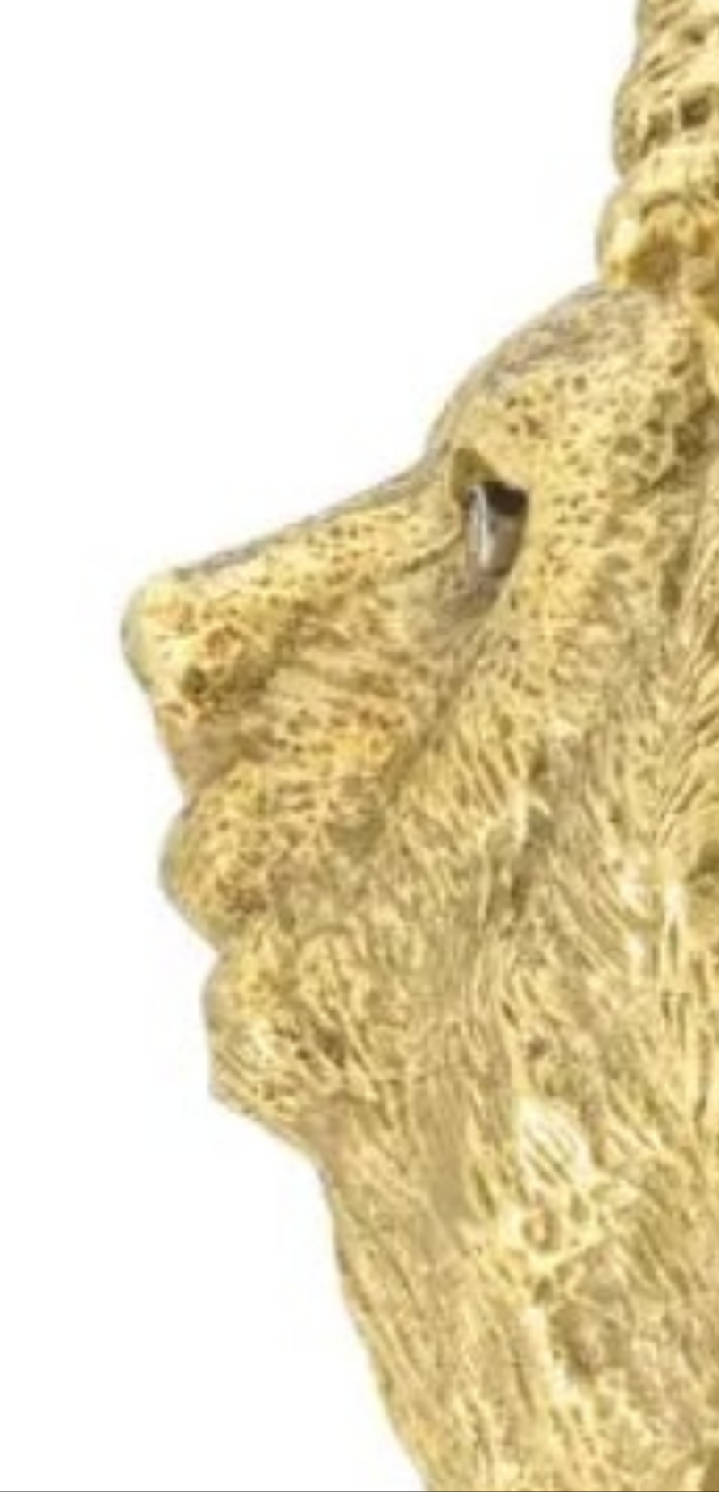 18k Gold Diamond Vintage 1970s Gold Lion Belt Buckle with Diamonds