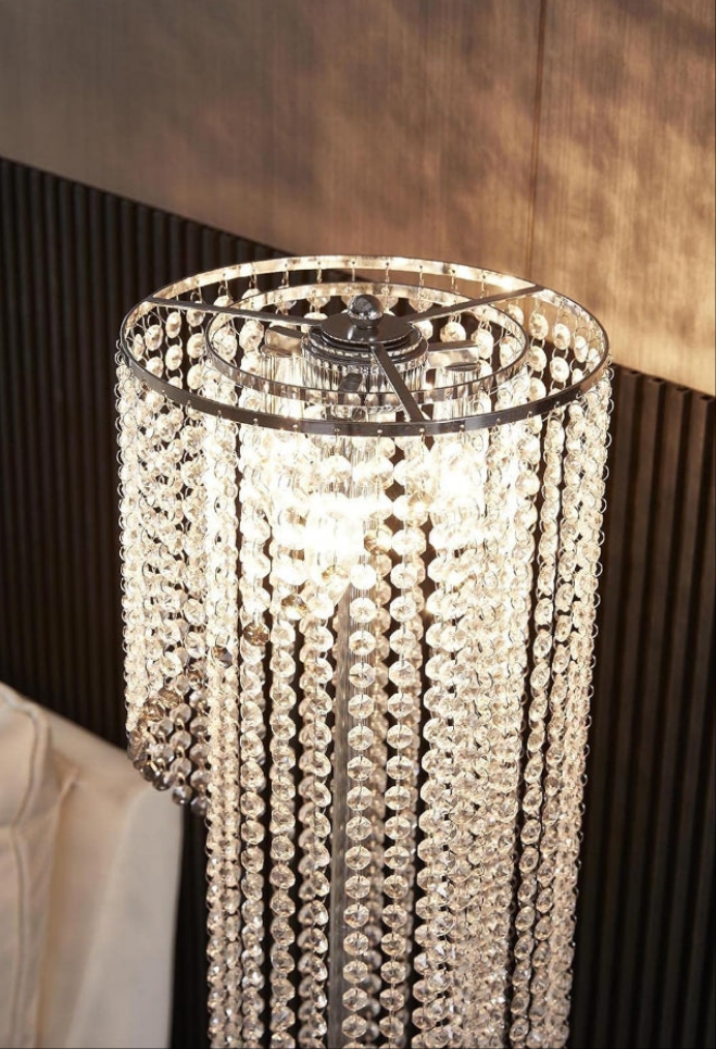 Silver Crystal Floor Lamp S Shape Chrome Finish