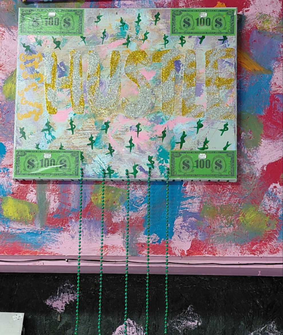 COCOMONEY ART Hustle 1 OF 1 CUSTOM PIECE BY COCOMONEY painting on canvas