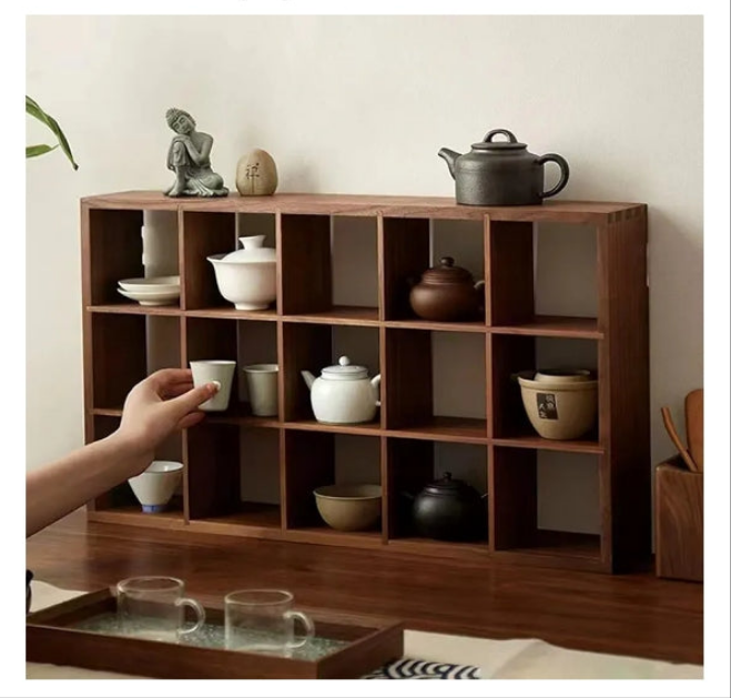 Wooden Shelves Rustic Shadow Box 24-Slot Hanging Display Floating Shelf Wall Mounted Freestanding Farmhouse Decor Display Case