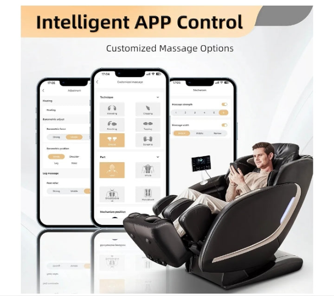Massage Chair, 4D Full Body Zero Gravity Massage Chairs with APP, SL Track Shiatsu Stretch Massage Recliner Chair with Electric Footrest, Heat, Foot Rollers, Body Scan(Black)