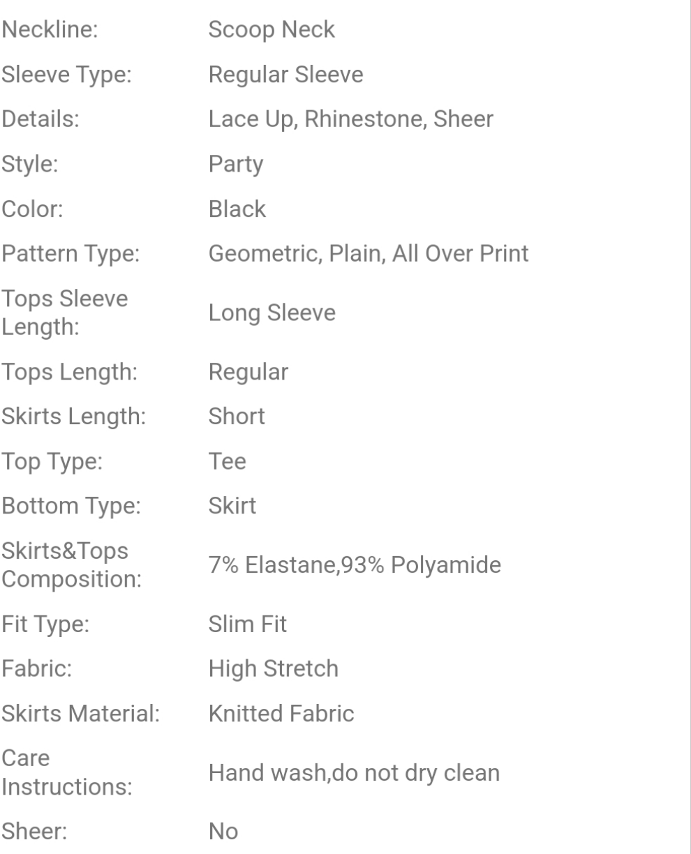 Plus Size Fashionable Sexy 2 Piece Set - Rhinestone Crop Top And Hollow-Out Mini Skirt one size COCOMONEY.STORE