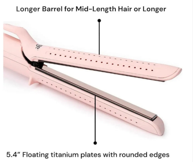 360° Airflow Styler | 2-in-1 Curling Wand & Titanium Flat Iron Professional Hair Straightener and Curler with Cooling Air Vents to Lock in Style | Adjustable Temp