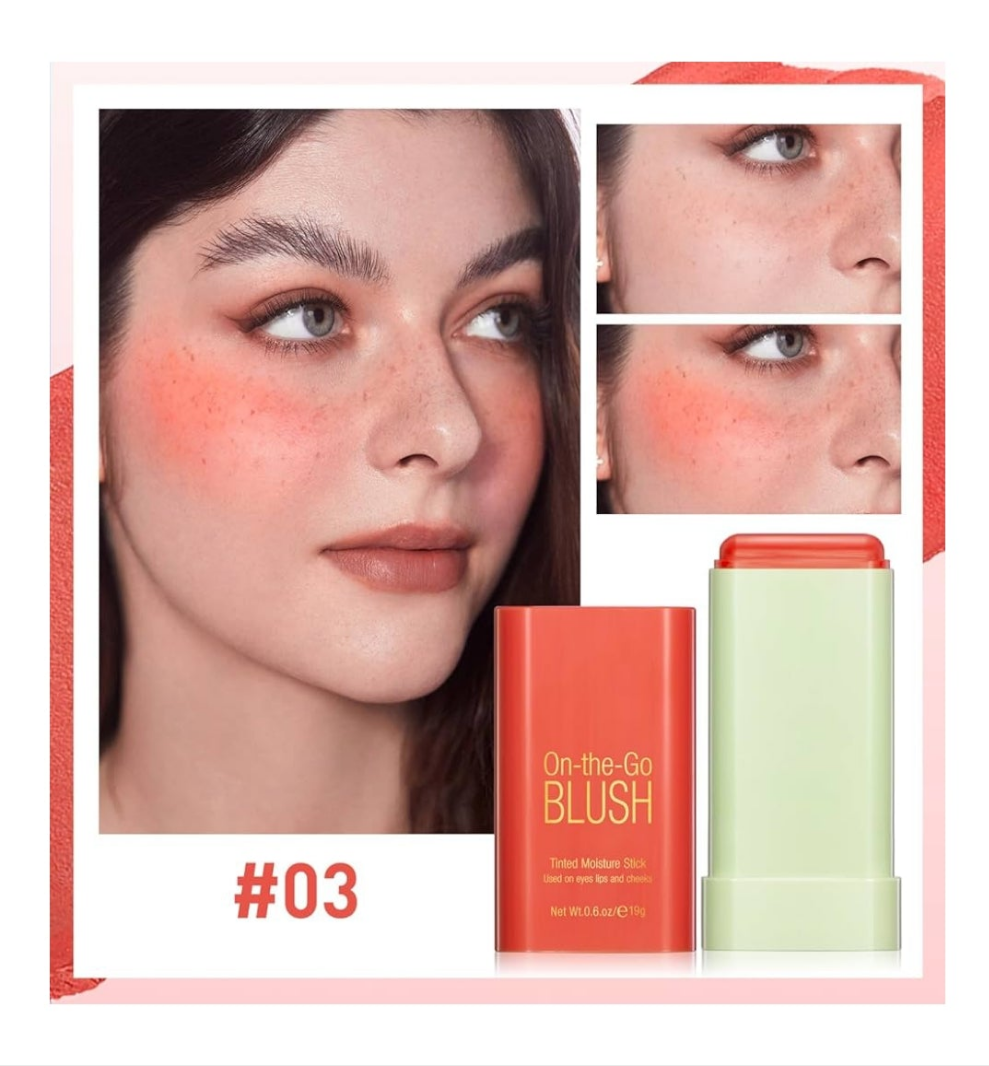 Blush Stick for Cheeks - Cream Makeup Blush Wand, Solid Moisturizer Stick for Cheeks Tint, Natural Blendable Waterproof Korean Matte Long-Lasting Smooth Blushes