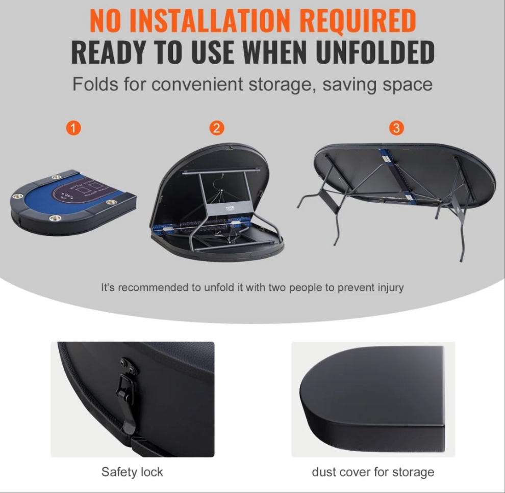 8 Player Foldable Poker Table for a night of fun